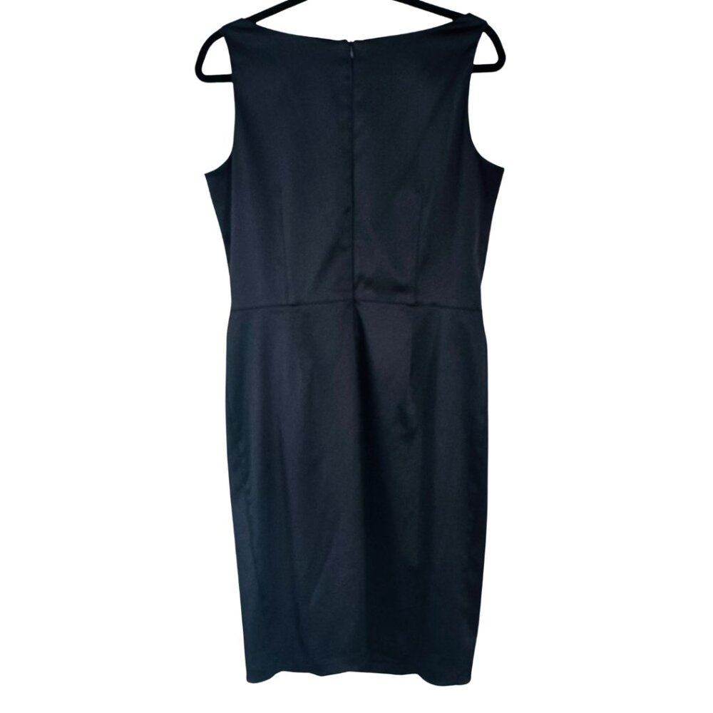 Madison Leigh Black Sleeveless Sheath Dress Bateau Neck Tailored Pencil Size 10 - Picture 4 of 6